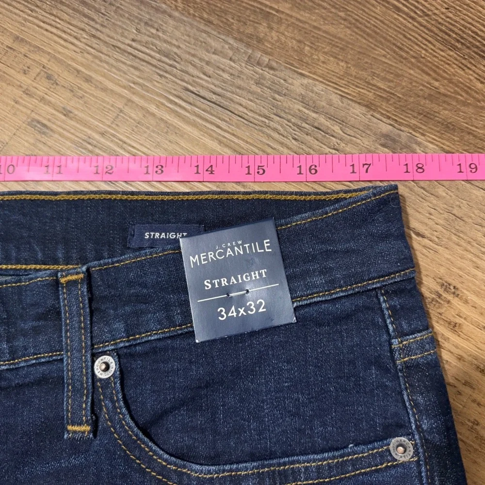 J.Crew Mercantile Jeans Mens 34x32 Fits (35x 31.75)Straight Flex Blue Dark New